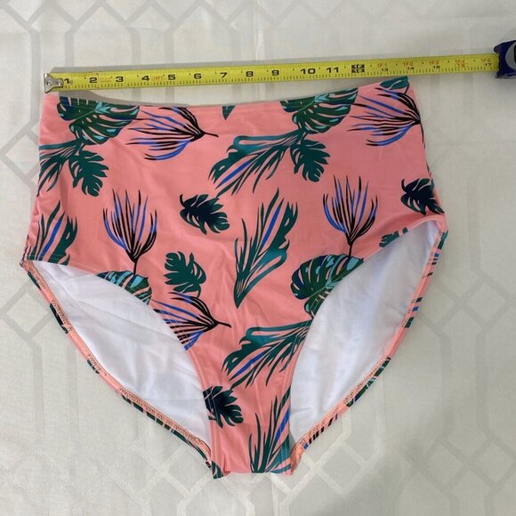 Bikini Bathing Suit Size L Pink Tropical Print Bottom High Cut NWOT - Picture 3 of 6